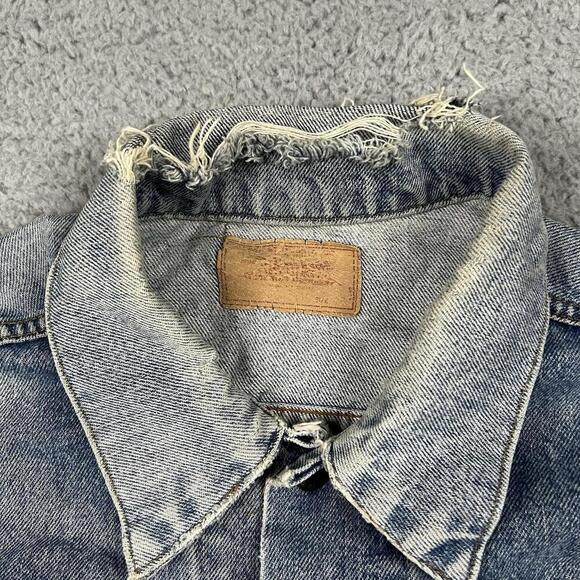 Vintage Levis Denim Jacket Harley Davidson Patch Distressed Men’s Size Large - Picture 2 of 16